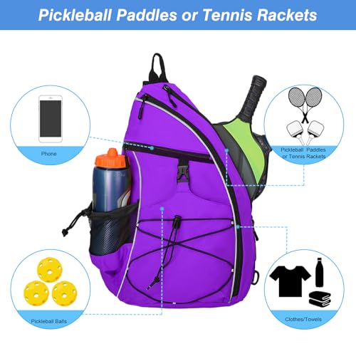 WOLT Pickleball Bag,Crossbody Sling Bags for Women Men,Pickleball Backpack with Fence Hook for Tennis, Racketball
