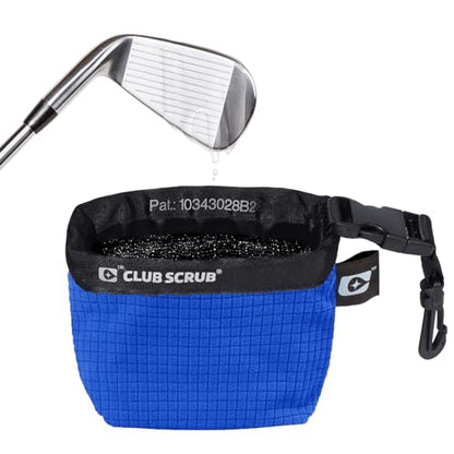 Club Scrub Golf Club and Golf Ball Cleaning Bag, Waterproof Clean Face Technology Liner, Detachable Clip, Machine Washable, Cleans Club Grooves, Dry Exterior (Neoprene or Microfiber Option Available) - color: Blue, style: Microfiber Pro