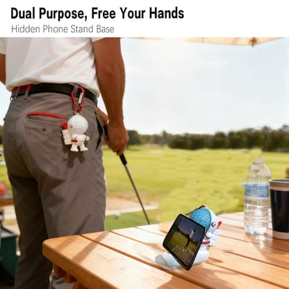 Astronaut Golf Tee Holder and Phone Stand, Includes 2 Golf Tees, Golf Ball Holder with Carabiner, Fun Golf Accessories for Men and Women, Stylish Golf Bag Accessory and Golf Gift