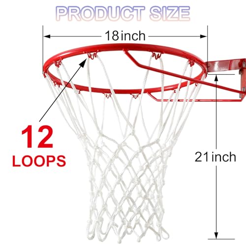 LAO XUE Basketball Net Outdoor,(7.16 oz) 12 Loops Professional Heavy Duty Basketball Net Replacement,All Weather Anti Whip, Suitable for Outdoor Standard 12 Loops Basketball Hoop