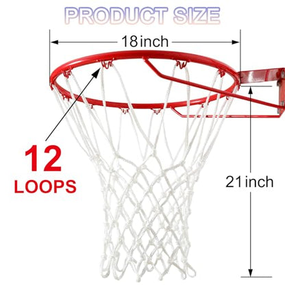 LAO XUE Basketball Net Outdoor,(7.16 oz) 12 Loops Professional Heavy Duty Basketball Net Replacement,All Weather Anti Whip, Suitable for Outdoor Standard 12 Loops Basketball Hoop