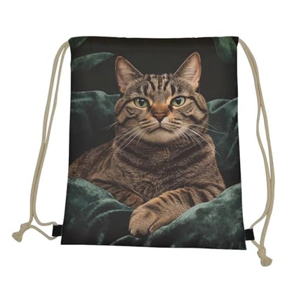 Mumeson Cat Print Drawstring Backpack Kids Girls School Shoulder Sport Sackpack Women’s String Bag for Cat’s Lover - color: Cat