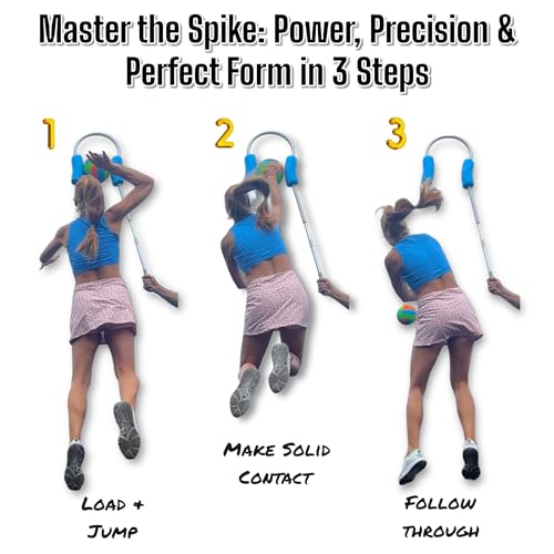 Volleyball Spike & Passing Trainer – Adjustable Ball Holder for Spiking Power & Passing Accuracy – Volleyball Training Equipment Kit with Stick, Foam Holder, Carry Bag & Storage Box