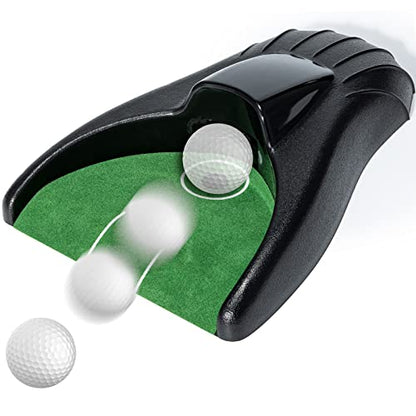Golf Putting Return Machine - Green with Ball Kick Back Mat, Battery-Powered Return, Practice at Home, Office, Parties