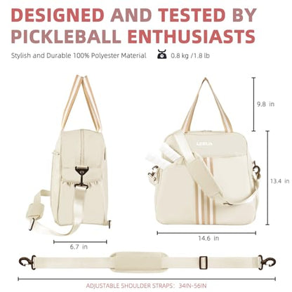 Pickleball Bag Pickle Ball Backpack for Women Pickleball Tote Sport Equipment Bag with Shoe Compartment Gift Accessory 30L - color: Beige