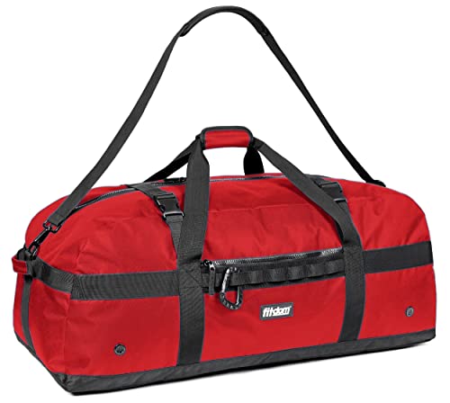 Fitdom 132L 36" Heavy Duty Extra Large Sports Gym Equipment Travel Duffel Bag W/Adjustable Shoulder & Compression Straps. Perfect for Soccer Baseball Basketball Hockey Football Team Coaches & More - color: Red