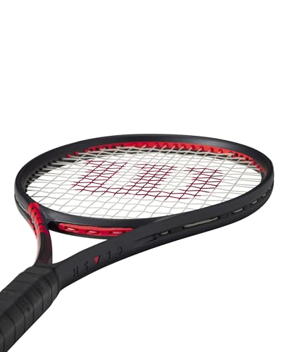 Wilson Clash 100 V3 Strung Adult Performance Tennis Racket - Grip Size 3-4 3/8", Strung with Sensation 16 Natural at Mid Range Tension - size: Grip Size 3 - 4 3/8"