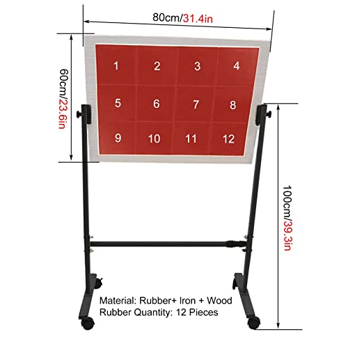 Large Table Tennis Rebound Board with 12 Rubbers, Ping Pong Balls Return Machine Single Training Equipment, Strong Frame and Wheels