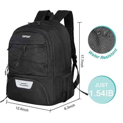 DAFISKY Soccer Backpack, Soccer Bags with Ball Holder & Shoes Compartment, Water Resistant Backpack for Basketball Volleyball Football - color: Black