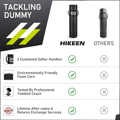 Hikeen Heavy Duty Football Tackle Dummy - Lightweight Tackling Dummy for Youth Football Withstand Years of Blocking, Tackling, Defensive Practice Drills - 12"x48" Kick Training Dummy with Handles