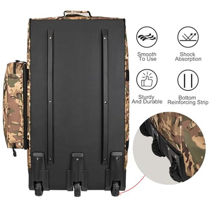 150L Large Rolling Duffle Bag with Wheels, Heavy Duty 32'' Tri-Wheel Gear Hauler for Camping,Moving Sports Equipment,Military & Airline Checked Bag Approved,Camo - color: Camo