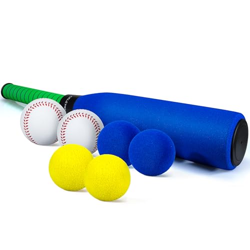 CeleMoon 22 Inch Kids Foam Soft Baseball Bat Toys with 6 Balls for Kids Toddlers Youths Outdoor Indoor Sport T Ball Game Playing, Blue