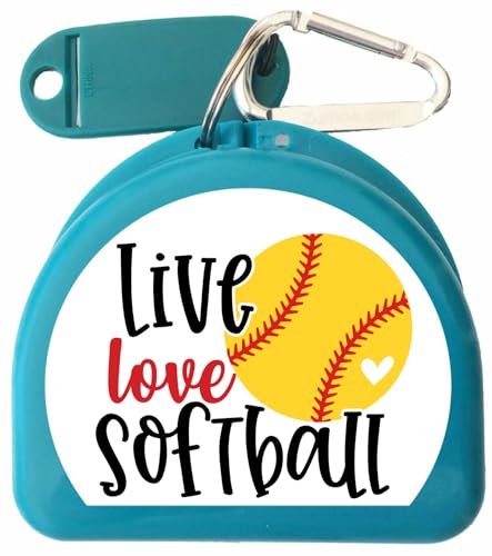 Softball Mouthguard Case with Carabiner & ID Tag (Aqua) - color: Aqua