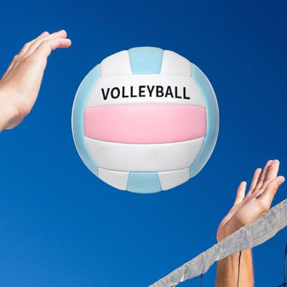 Beach Volleyball - Outdoor Game Match Ball - Soft Beach Volleyball for Team Sports Practice Games Park Grass Backyard Pool Sand Court School Party - color: Blue and white