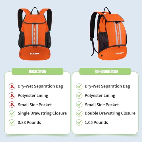 EULANT Soccer Backpack with Shoes Compartment, Waterproof Drawstring Bag for Sport Gym Swim Yoga Travel Football Volleyball