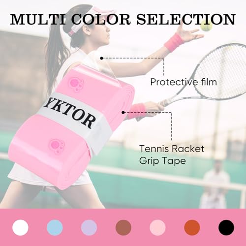 Tennis Racket Grip Tape, Ultra Thin Tacky Tennis Overgrip for Sweat Absorption & Control – Durable Anti-Slip Replacement Grip for Tennis, Badminton & Pickleball (3 Pack) - color: CAT PINK