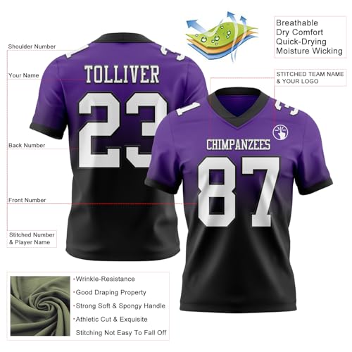 Custom Fade Football Jerseys Men Women Youth Personalized Football Shirts Sports Uniform Stitched/Printed Name Number Logo