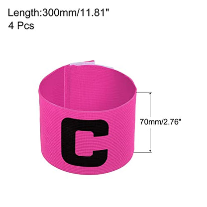 PATIKIL Soccer Captain Armband, 4 Pcs Nylon Elastic Protective Arm Badge for Youth Adult Team Training - color: Rose Red