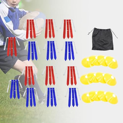 Premium Flag Football Belt Set for All Ages, 14 Belts 12 Cones