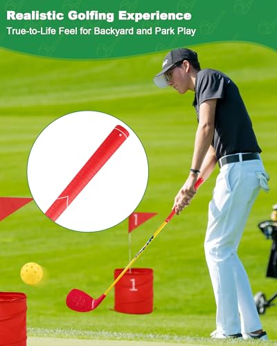 HOTWIND Backyard Golf Game Clubs with 5”x 3.5” Oversize Heads and 36” Lightweight Carbon Shaft for Adults Play Outdoor Golf Yard Game in Grass Parks and Yards Hit Plastic and Foam Balls - size: 4 Pack