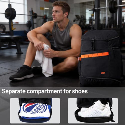 MIER Gym Backpack for Men and Women, 35L Basketball Backpack with Shoe Compartment & Wet Pocket, Waterproof Sports Bag for Travel and Workout