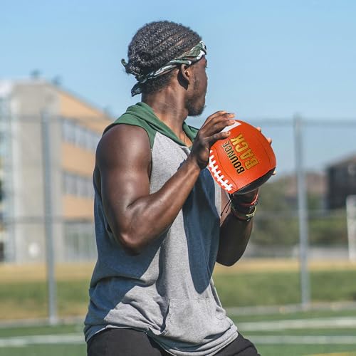 BOUNCEBACK Soft Leather Training Football, Youth Size & Official Size, Fatherless PU PassCatch Solo Enhancing Passing Catching(with Pump) - style: Orange-9#(Ages 14+)