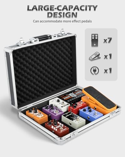 STRICH Guitar Pedal Case, 17" x 12.20" x 3.94" Aluminum Locking Effect Pedal Case with Mounting Tape, Compatible with Single Pedals & Multi-Effects - size: STANDARD (17" x 12.2" x 3.9")