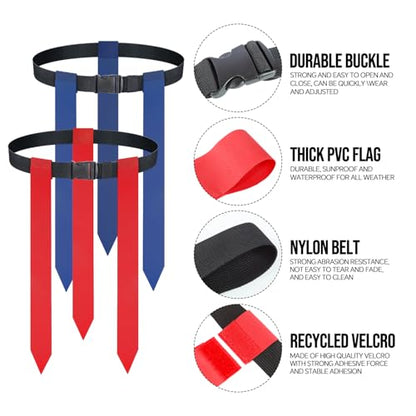 Flag Football Belts, 14 Player Adjustable Flag Football Set With 42 Football Flags,Size 3 Football, Pump and Storage Bag, Size Adjustable Up To 47 Inch Flag Football Belt For Kids,Youths,Adults