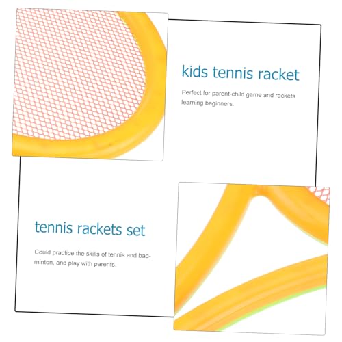 Mikinona 2Pcs Parent Outdoor Sports Tennis Racket Set Large Racket with Tennis Balls and Badminton Rackets for Durable Material for Family Fun