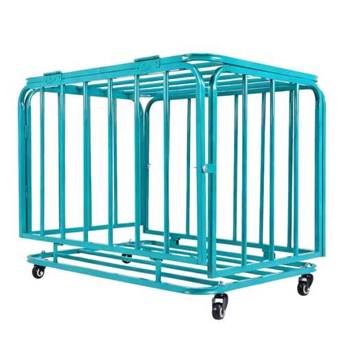 Folding Sports Equipment Organizer Storage Basket with Wheels and Lid Mobile Football Storage Basket for Garage Kindergarten