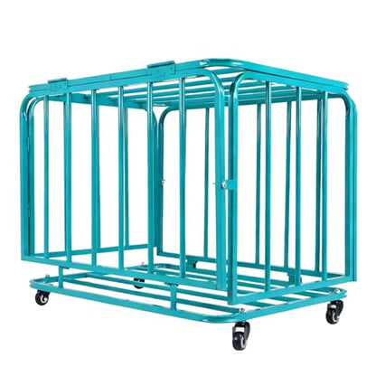 Folding Sports Equipment Organizer Storage Basket with Wheels and Lid Mobile Football Storage Basket for Garage Kindergarten