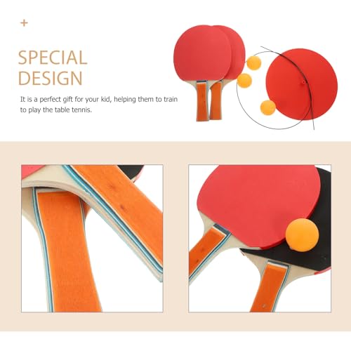 Table Tennis Trainer Elastic Shaft Racket Set with Base and Balls, Sports Kit for Indoor Ping Pong Practice and Solo Table Tennis Training Random Color