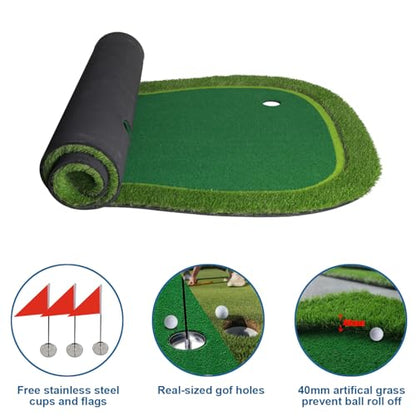 Golf Putting Green/Mat-Golf Training Mat- Professional Golf Practice Mat- Green Long Challenging Putter for Indoor/Outdoor - style: 4.8x8ft mat
