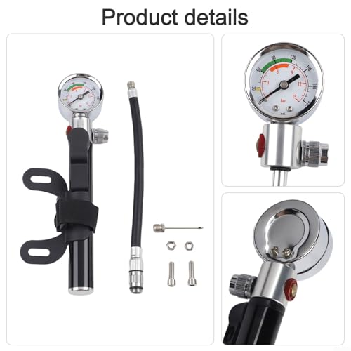 Portable Bike Pump, Aluminum Alloy Tire Inflator with Pressure Gauge, for American and Valves, Basketball Needle Included - size: Bicycle Model