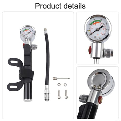 Portable Bike Pump, Aluminum Alloy Tire Inflator with Pressure Gauge, for American and Valves, Basketball Needle Included - size: Bicycle Model