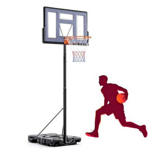 Portable Basketball Hoop Outdoor, Adjustable Basketball Hoops Goal System Shatterproof Backboard, Shock Absorbent Rim, Fillable Base for Swimming Pool/Backyard/Driveway - style: Grey 6.1-10FT
