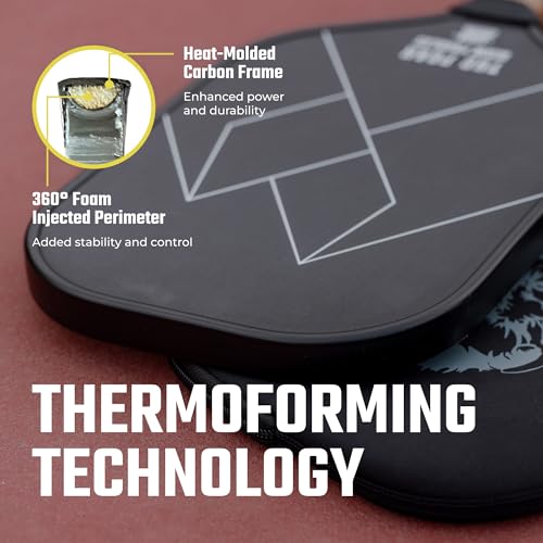 Bison Paddles: Thermoformed Carbon Fiber Pickleball Paddle - Professional Grade Construction for Maximum Spin and Power | Paddle Tuning Kit Included - color: The Peak