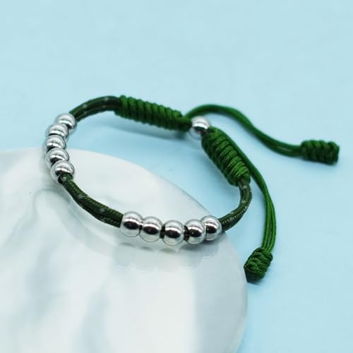Golf Score Counter Bracelet, 10 Stainless Steel Beads, 2mm Cord Adjustable Golf Stroke Tracking Baseball Swimming Sport Golf Gift for Men and Women - style: Military Reflective