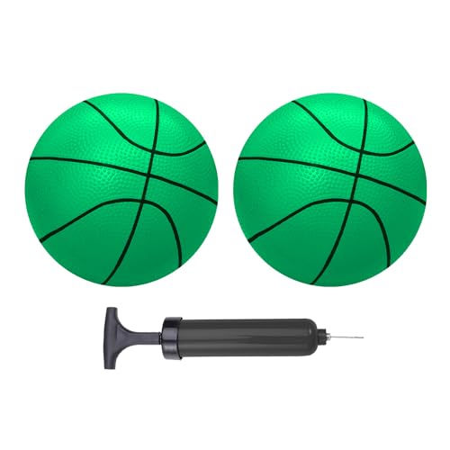 ABAJI Mini Basketballs Green 2 PCS 5" Set with Random Color Pump Needle Durable Material for Mini Hoop Toddlers Kids Teenagers for Pool Indoors Outdoors - color: Green