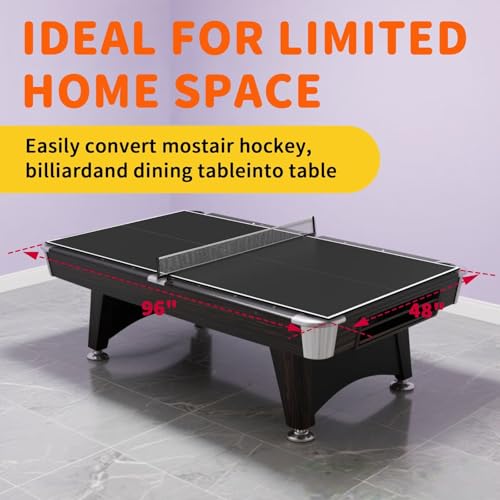 Ping Pong Table Topper for Pool Table, 8X4 FT Foldable Table Tennis Table Conversion Top with Net & Premium Foam Padding - Perfect for Family Game Rooms - color: Black
