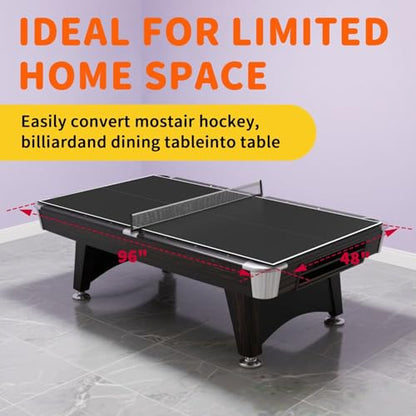 Ping Pong Table Topper for Pool Table, 8X4 FT Foldable Table Tennis Table Conversion Top with Net & Premium Foam Padding - Perfect for Family Game Rooms - color: Black
