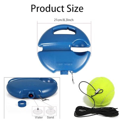 Tennis Trainer Rebound Ball with 3 String Balls, Portable Solo Training Equipment for Beginners, Self Practice Sport Exercise Tool (Blue)