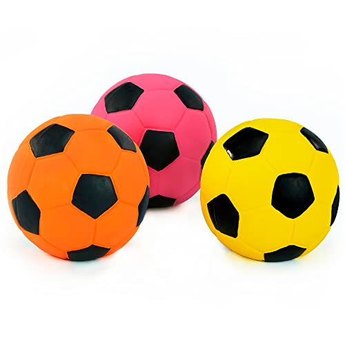CHIWAVA 3PCS 2.7'' Squeak Latex Dog Toy Football Chew Fetch Throw Ball for Medium Dogs Interactive Play - size: 2.7" Medium Dogs 3 Pack
