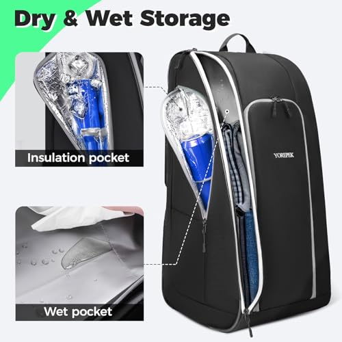 YOREPEK Football Equipment Bag, Large Football Backpack Fits All Gear, Ventilated Shoe Compartment & Insulated Pocket, Wide Padded Straps for Comfortable Carry, Youth Players Practice Game Day