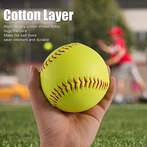 4Pack Softball 12 Inch Slow Pitch Official Size and Weight Autograph Softball Training Ball for Games, Soft Toss, Batting, Fielding, Hitting, Pitching