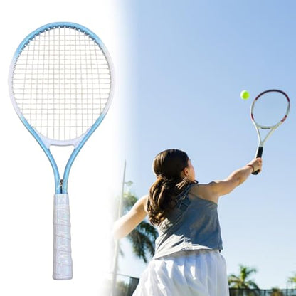 Tennis Racket, Tennis Equipment, Shockproof, Comfortable, Nylon Strings, Tennis Racket for Outdoor Leisure Game, Blue White