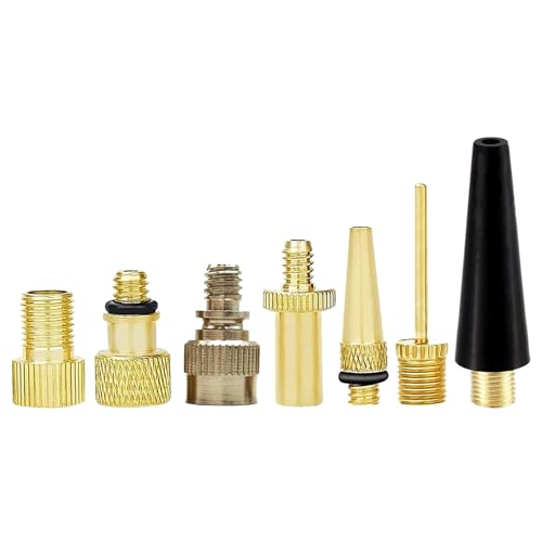 Bike Inflate Valve Adapter Set - Convert Presta to Schrader, Schrader to Presta, Presta to Presta - Tire Valve Extension fit DV SV AV FV Valves (7 Pack)