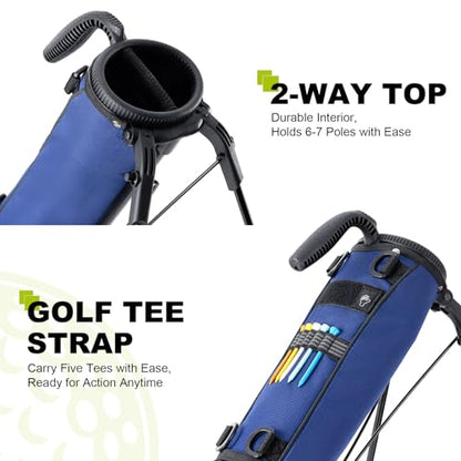 uniHimal Golf Lightweight Stand Carry Bag– Easy to Carry and Durable Pitch n Putt Golf Bag for The Driving Range, Par 3 and Executive Courses–31.5 inches Tall - color: Blue