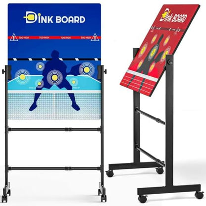 Pickleball Practice Board,Dual-Sided Rebounder Dink Board with Stand,Height-Adjustable Portable Pickleball Solo Training Tool,Volley & Baseline Pickleball wall Indoor/Outdoor Use