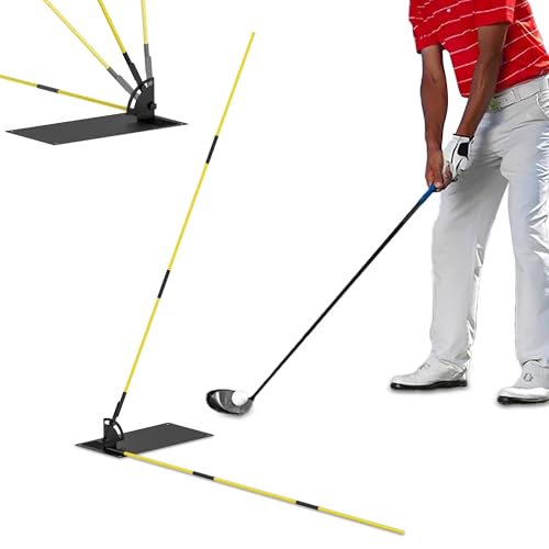 Golf Alignment Sticks - Golf Sticks Alignment Holder Plate, Golf Alignment Rods Aid for Aiming, Putting, Full Swing Trainer, Posture Corrector Golf Training aid - color: Yellow